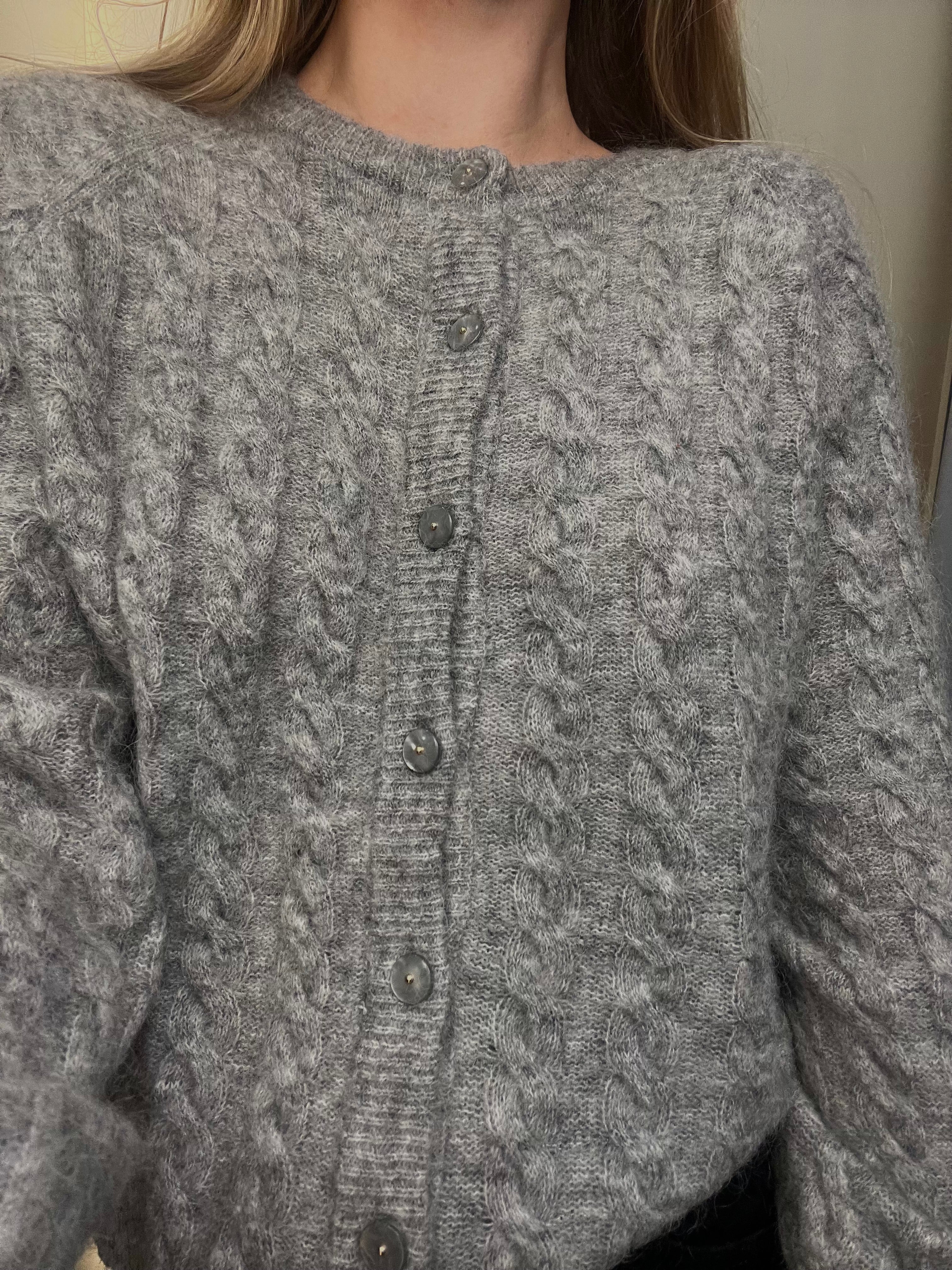 YASLELU Knit Cardigan - Medium Grey Melange